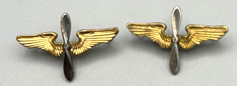 WWII Army Air Forces Pilot Wings Insignia Pins Set by Meyer