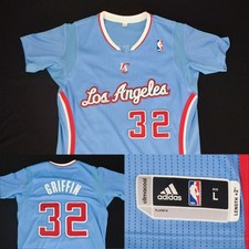 Blake Griffin LA Clippers Adidas Jersey REV30 Mesh Sleeves Baby Blue NBA Men L+2