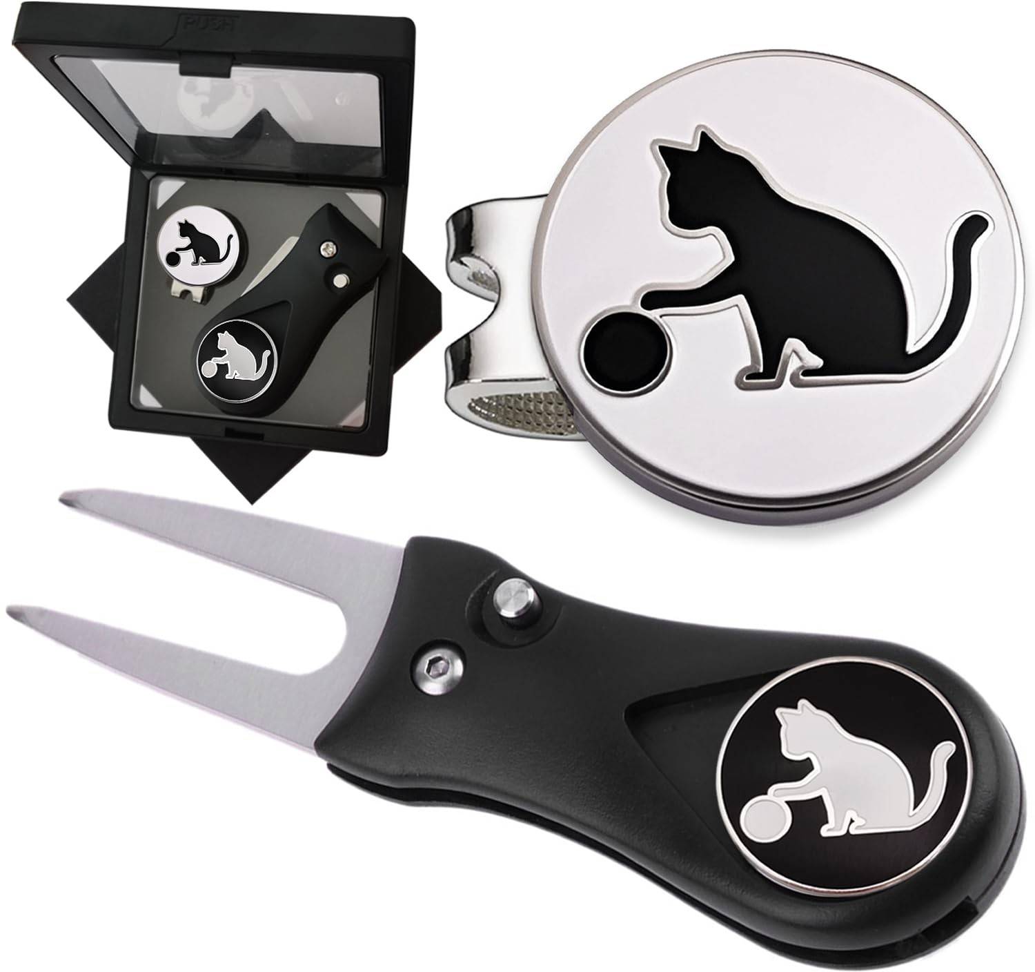 Personalized Golf Ball Markers & Divot Tool Set with Removable Double-Sided Enamel Design-image