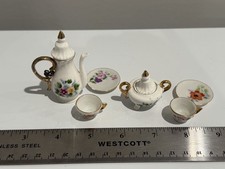 Dollhouse Mini Tea Set flowers vintage
