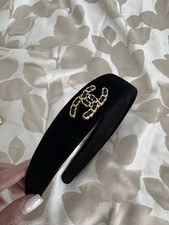 Headband VintageChanel Black Gold Hardware Ladies