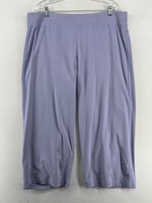 EILEEN FISHER Pants XL Organic Cotton Stretch Jersey Wide Cropped Purple USA