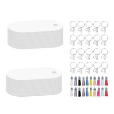 100pcs Keychain Blanks for DIY Craft Activities Keyring Kits with Aluminum Blank