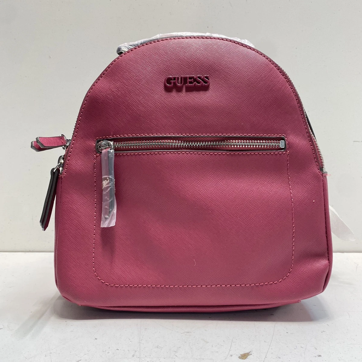 GUESS Pink Saffiano Mini Backpack with Silver Logo Guess Girls Pink Logo Backpack | Junior Couture USA main image 4