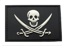 Jolly Roger Calico Jack PVC Rubber Morale Hook PVC Patch 3.0 x 2.0 Inches