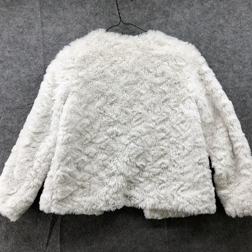 H&M Girls Size 8-10 White Faux Fur Jacket Soft Fuzzy Formal One Button Closure - Picture 2 of 8