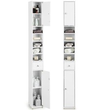 Bathroom Storage Cabinet Tall Slim Floor Cupboard Toilet Narrow Linen Tower