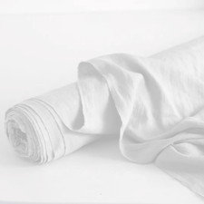 White Pure Linen soft washed by the yard for sewing, 100 linen fabric prewashed