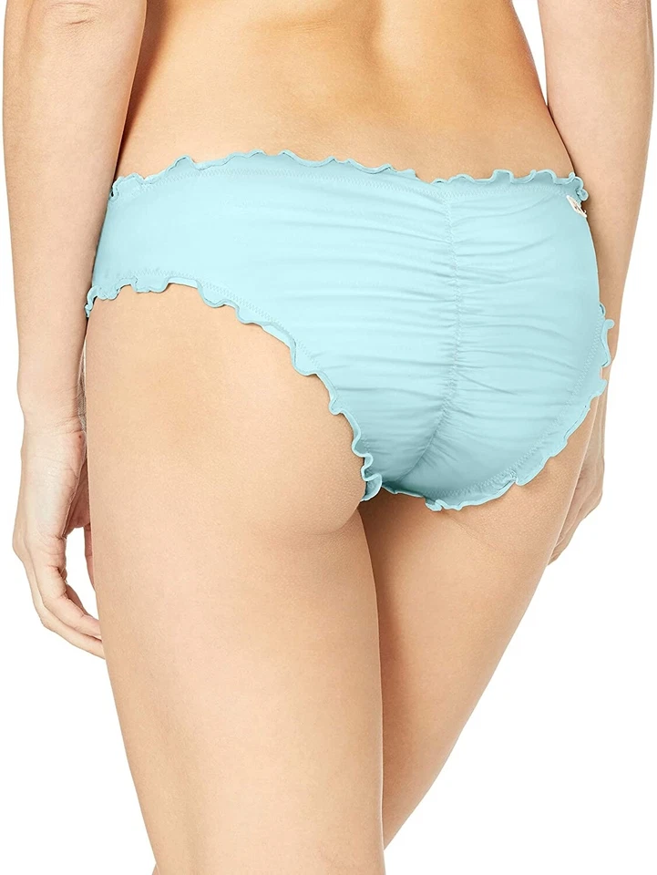 Traje de baño Hobie para mujer 239438 parte inferior de bikini con volantes lisos azul hielo talla M Foto 2 de 2