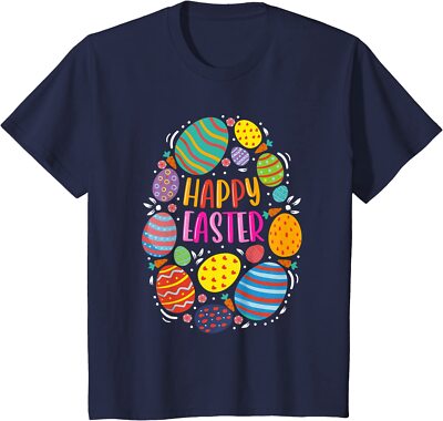 Cute Happy Easter For Teen Easter Colorful Eggs Youth Unisex T-shirt