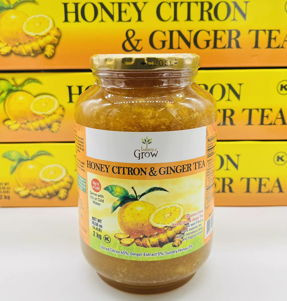 Balance Grow Honey Citron and & Ginger Tea 4.4 lbs/2KG (70.55oz) One of  1 Jar 888127002967