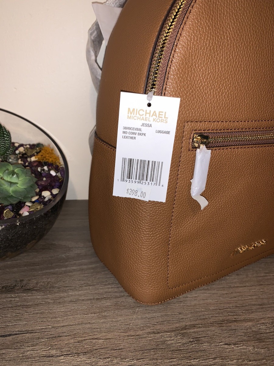 Michael Kors Jessa Pebbled Leather Backpack in Luggage Michael Kors Abbey Jessa Medium Backpack Pebbled Leather  main image 3