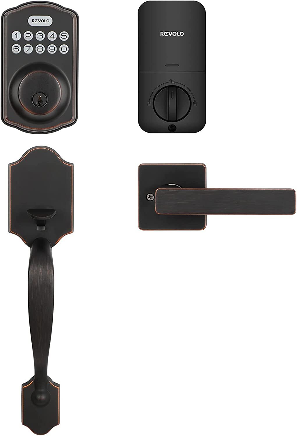 Revelo Keyless Entry Electronic Deadbolt Door Lock with Handle Black 4235A2E-image