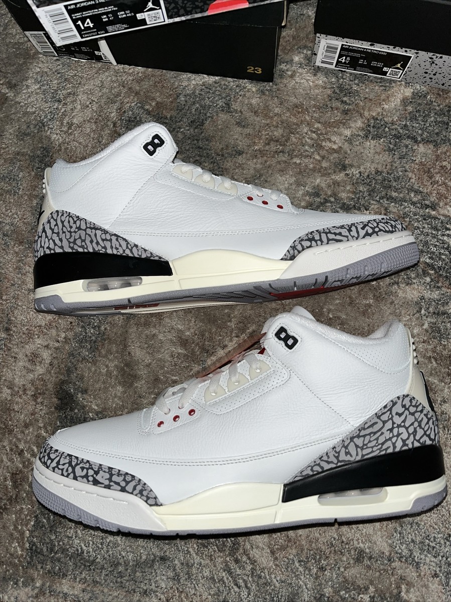 Nike Air Jordan 3 Retro White Cement Reimagined DN3707-100 Size 14