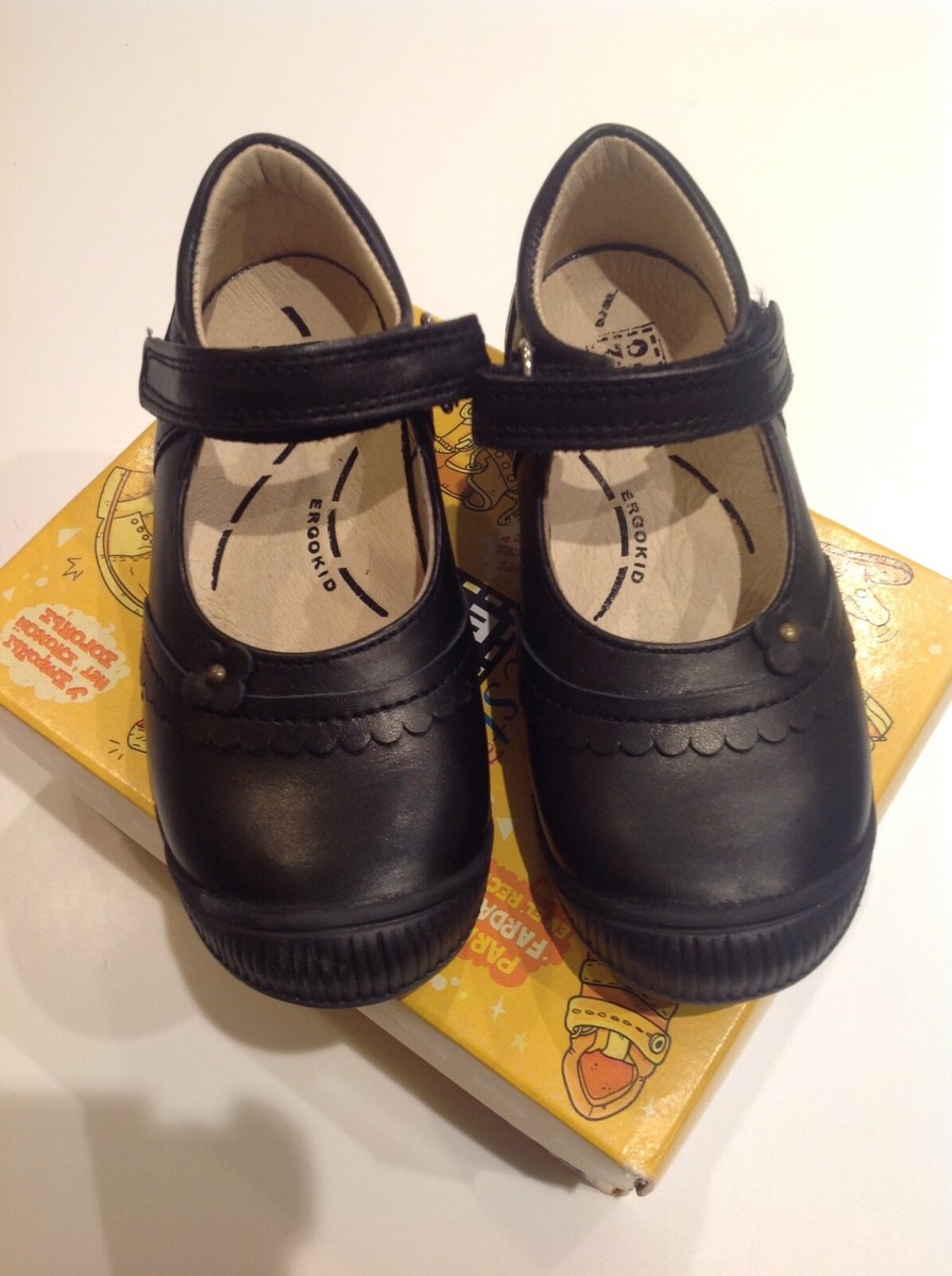 Noel Jones Black Leather Girls School Shoes Size 26 (UK 8), NEW