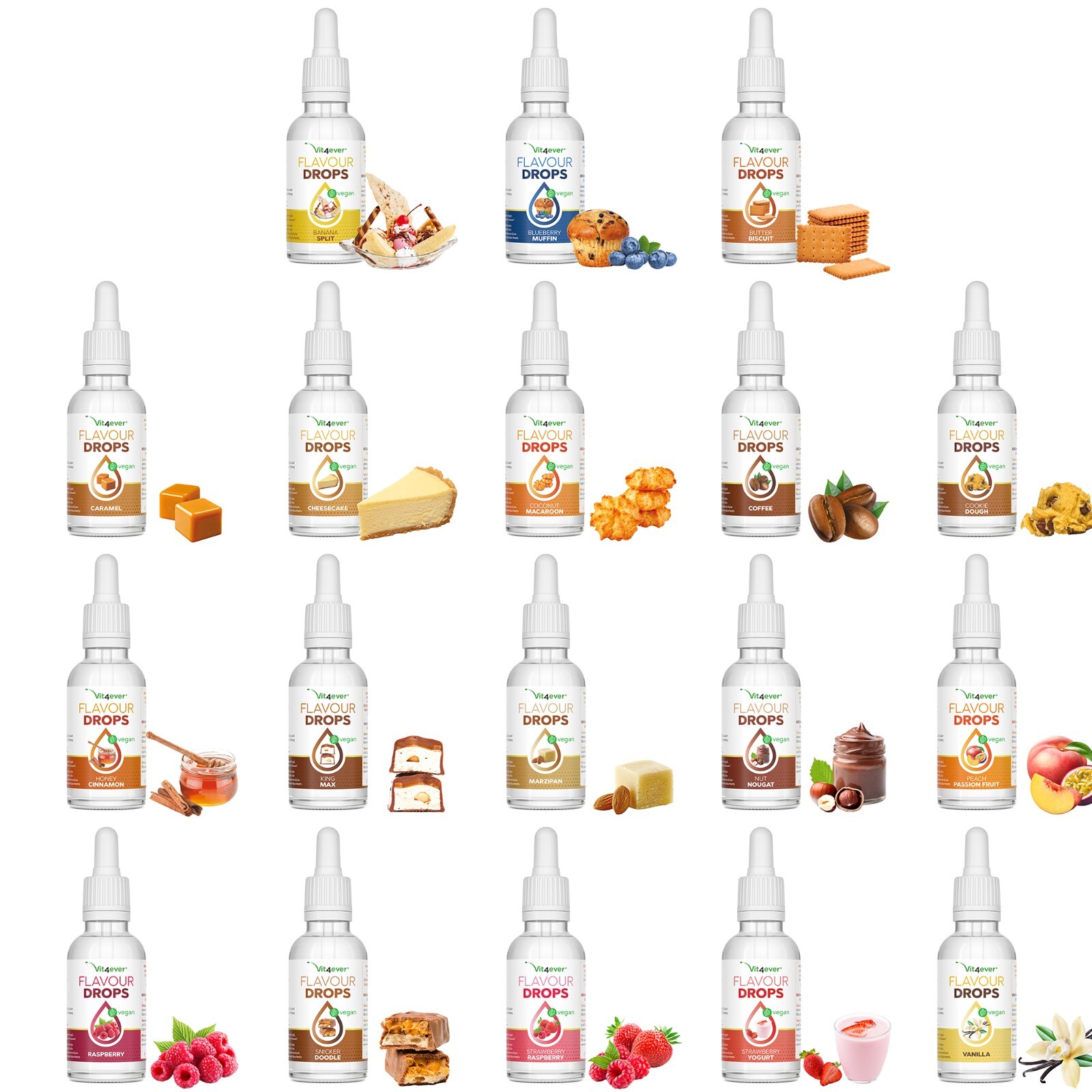 Gocce aromatiche - 50 ml / 100% vegane o calorie - gocce...