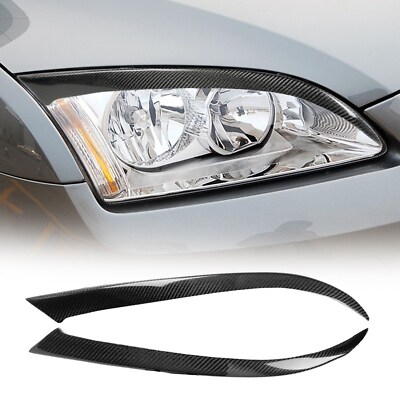 Headlight Eyelid Eyebrow Trim Fit For Ford Focus 2005-2008 2006 Carbon Fiber
