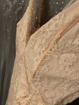 Forever 21~Blush Color~Long Lace Overlay Dress~ Mini Dress under~Adj  Straps~sz M | eBay