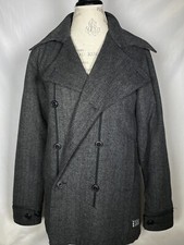 Hurley Grey Wool Blend Double Breasted Pea Coat Women's Medium
