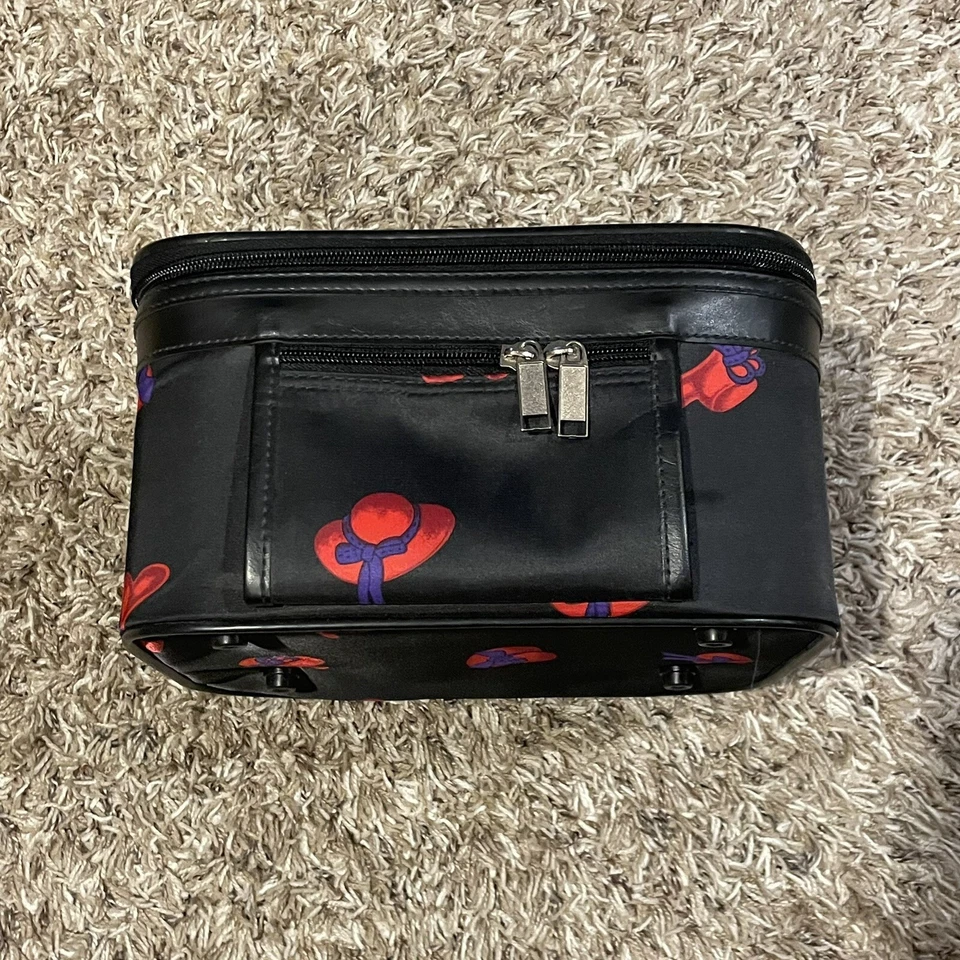 Yuhang Tapiz Maquillaje Organizador Estuche Bolsa de Viaje Negro Rojo Sombreros AOP 10.5x8x5 Foto 3 de 4