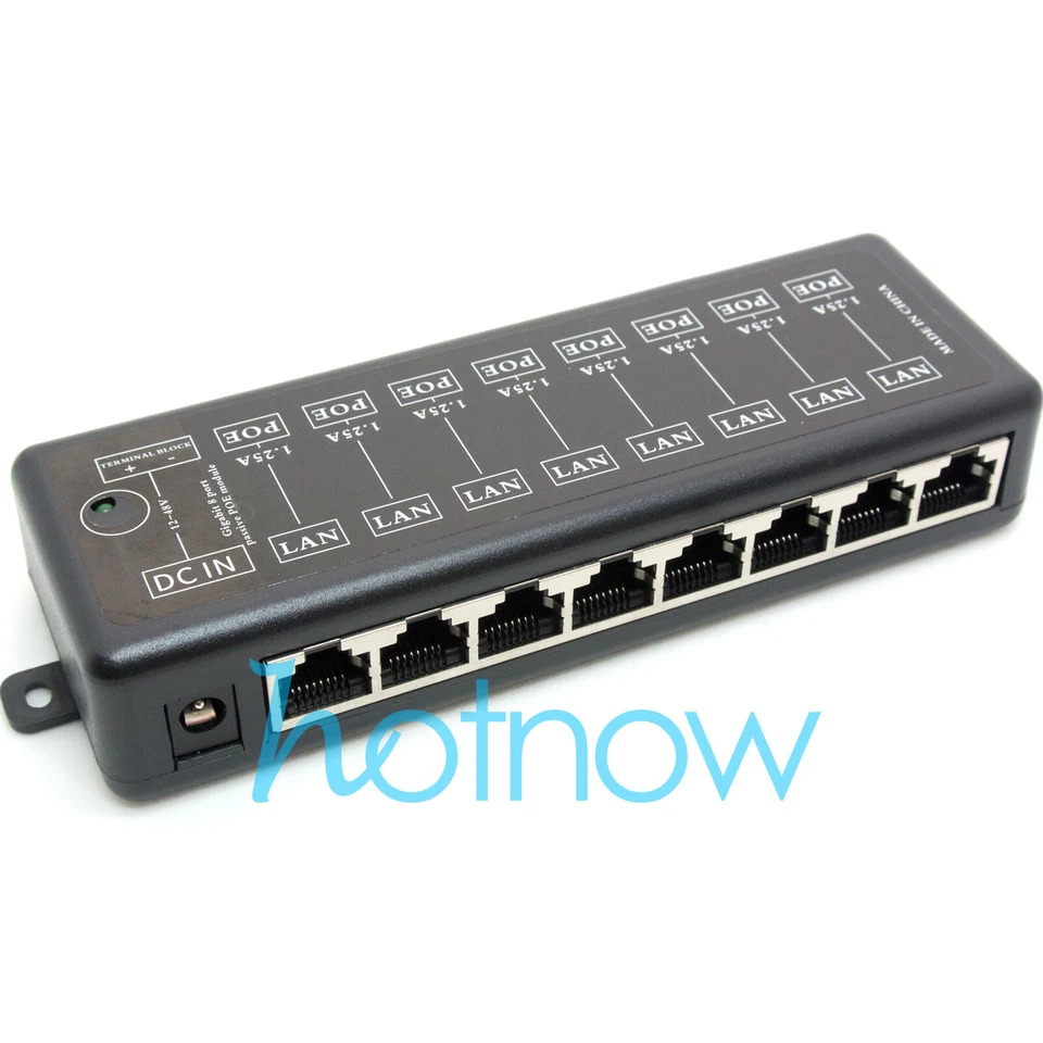 8 Ports Gigabit Passive PoE injector midspan Ethernet Adapter 48V2A 96Watt PSU - Image 4 of 4