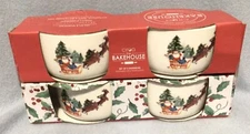 Circa Bakehouse Ramekins Christmas Santa And His Reindeer Set Of 4 New