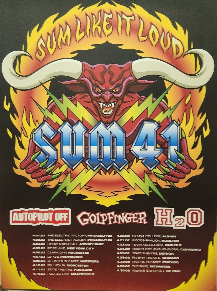 sum41 ポスター Sum 41 2002 Sum Like It Loud Tour Poster Flawless New Old