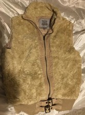Miss Posh Boho Ladies Beige Faux Fur Cord Sleeveless Gilet Jacket Size12/14 Ykk