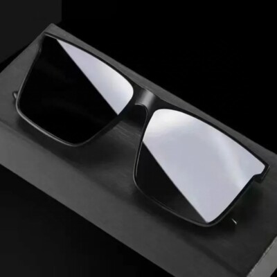 Vintage Male Flat Top Sunglasses Black Square Shades UV400 Gradient For men wome