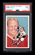 PSA 9 BOBBY HULL 1985 Hall of Fame Hockey Card #242 High Number Extension