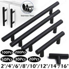 Matte Black Modern Cabinet Door Handles Pulls Kitchen Drawer Stainless Steel Lot