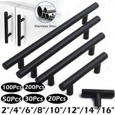 Matte Black Modern Cabinet Door Handles Pulls Kitchen Drawer Stainless Steel Lot