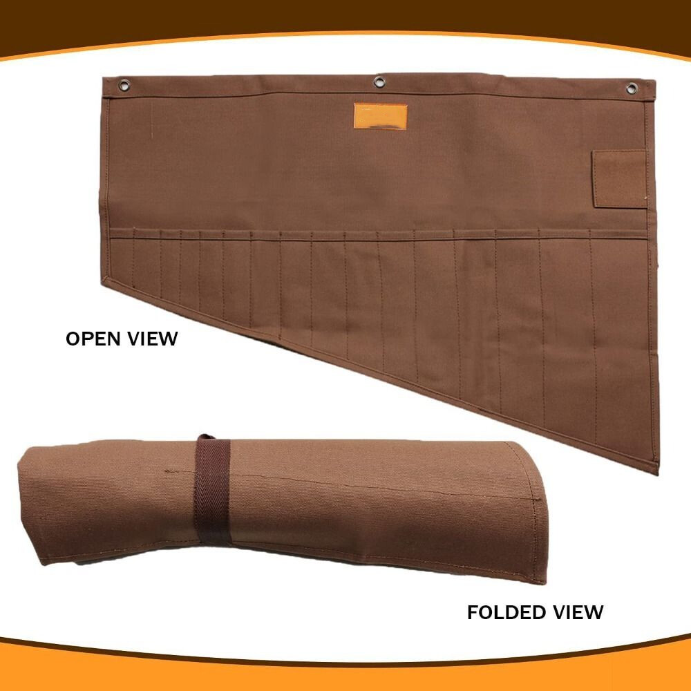 Tool Storage Bag Fold Spanner Case Canvas Wrench Roll Multifunctional 22 Pockets Green