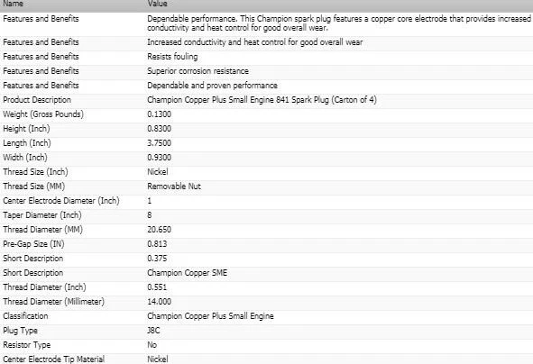 Комплект из 8 медных свечей зажигания Champ для 1958 DODGE P300 SERIES V8-5.1L - Изображение 4 из 4