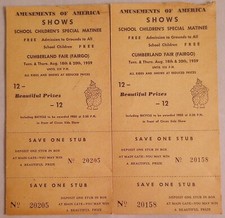 1959 Cumberland Maryland Fair Tickets Unused Originals on The Hot Collector