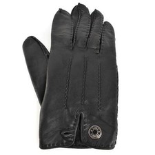HERMES: Black, Lambskin Leather & Silver Coin Logo Golf/Driving Glove Sz: 7 HERMES: Black, Lambskin Leather & Silver Coin Logo Golf/Driving Glove Sz: 7 - Image 1