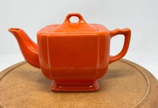 Vintage Red-Orange Homer Laughlin China Company Riviera Tea Pot - 1930 - 1940