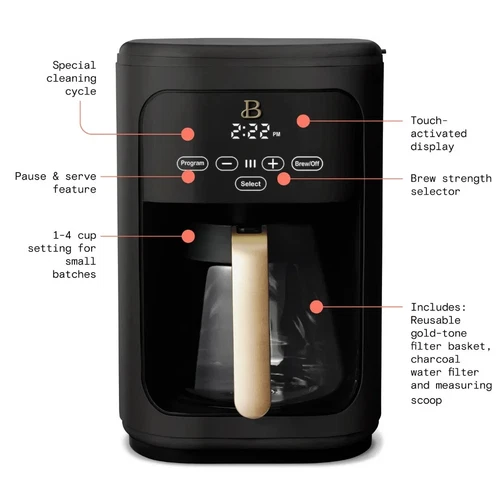 Beautiful 14-Cup Programmable Drip Coffee Maker with Touch-Activated Display - Picture 4 of 5