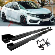 For 2016-2021 Honda Civic Sedan 4DR Gloss Black Side Skirts Extension Panel Lip