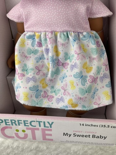 NIB Perfectly Cute My Sweet Baby Pink Dress Brunette Baby Doll with Brown Eyes - Picture 7 of 16