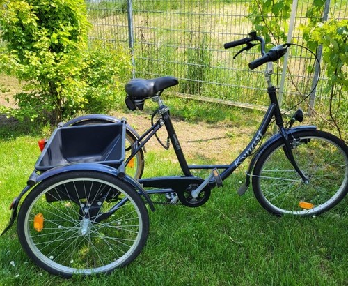 Jolre 26-Zoll Dreirad Für Erwachsene | 6-Gang City-Dreirad | Mit Einkaufskorb | Bis 120 Kg Belastbar