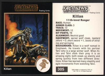 1991 TSR AD&D Gold Border Card 305 Greyhawk Master Wolf Clyde Caldwell Cover Art