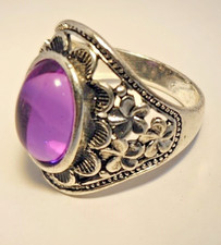 Purple ring with silver colored band - approx size 8