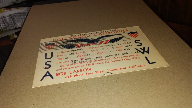 Shprt Wave Radio postcard -- Bob Larson -- Hollywood, California