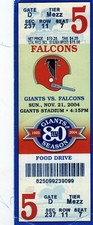 2004 ELI MANNING 1ST NFL START 1ST TD FALCONS @ NEW YORK GIANTS FULL TICKET STUB