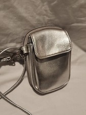 Camera Travel Case Compact Metallic Silver With Shoulder Strap