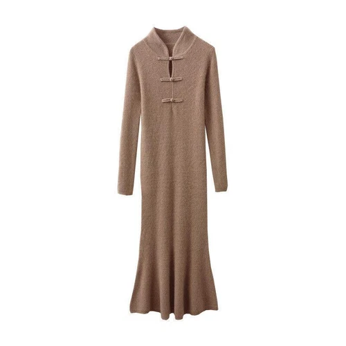 Pullover Half-turtleneck Wool Knitted Dress Women's Mid Length Cashmere Sweater - Bild 6 von 20