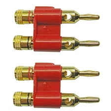 2 GOLD Dual banana amplifier speaker cable connector male plugs binding posts