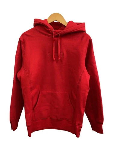 Supreme Felpa con Cappuccio Logo Ricamato M Cotone ROSSO Usata