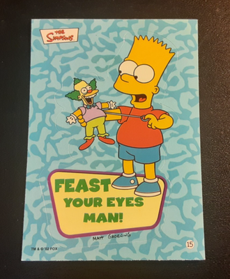 #ad 2002 Topps The Simpsons #15 Bart Simpson Feast Your Eyes Man STICKER $2.95